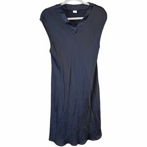 Silksilky 100% silk little black dress large knee length cap sleeve LBD elegant